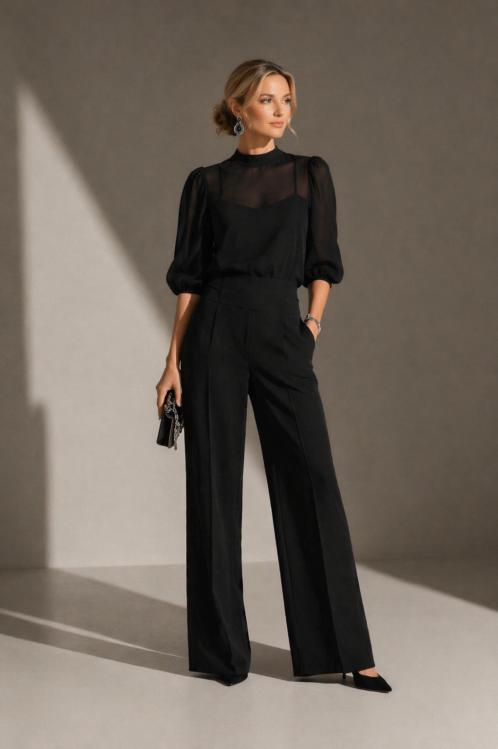 Mono largo negro mujer para outfit diario. Prenda sin mangas de estilo elegante y cómodo, ideal para verano.