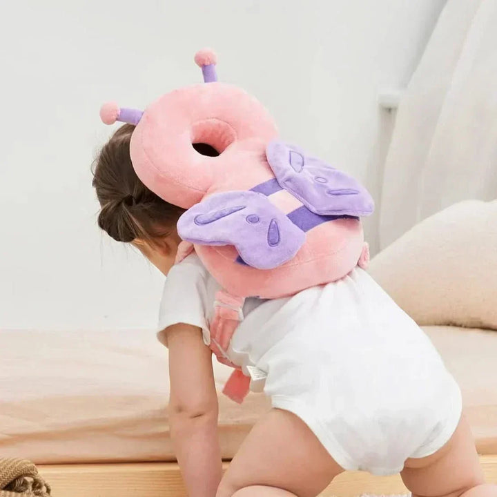 Seguridad infantil con protector de cabeza acolchado, ideal para bebés que gatean y caminan solos.