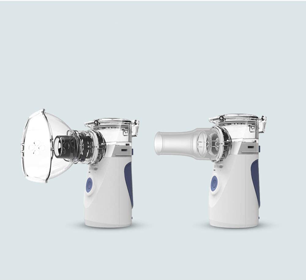 Nebulizador portátil recargándose, listo para aliviar asma y problemas respiratorios. Bienestar familiar al alcance.