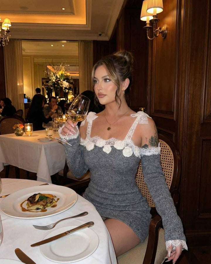 Vestido blanco de mujer, mini bodycon con manga larga. Ideal para noche, fiesta o un look sofisticado.