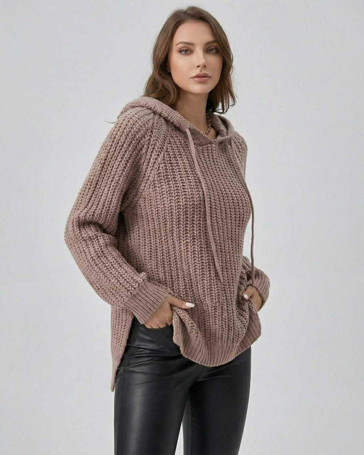 Suéter casual de mujer con capucha, diseño oversized blanco, cómodo para el otoño e invierno.