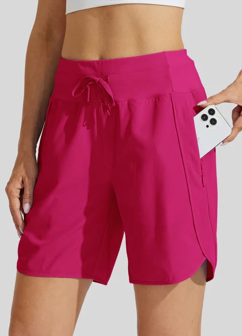 Short casual de algodón mujer, cintura alta con cordón, bolsillos prácticos. Máxima comodidad.