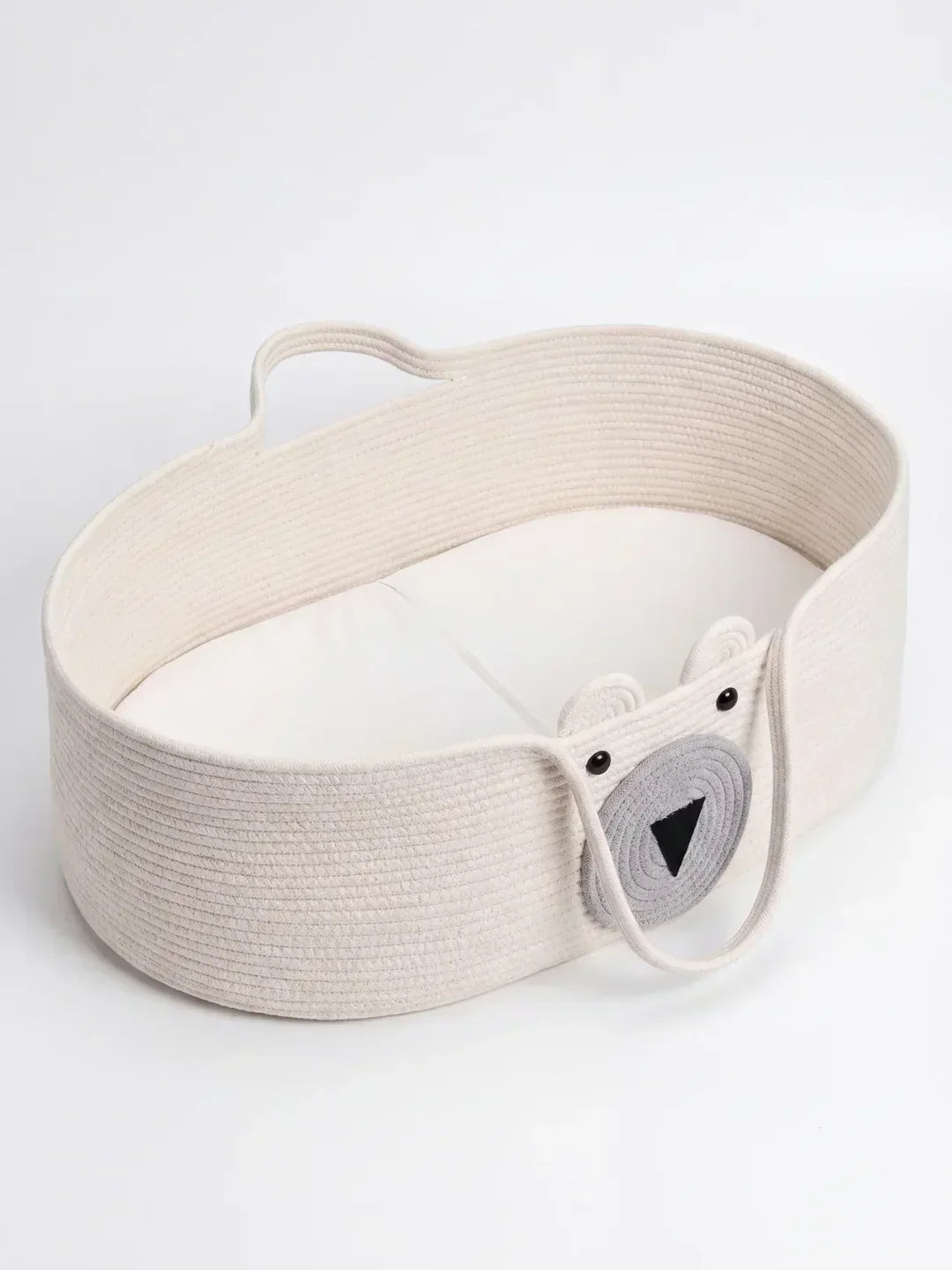 Elegante cesta cambiador Ourson de algodón trenzado con diseño de oso. Perfecta para la guardería del bebé.