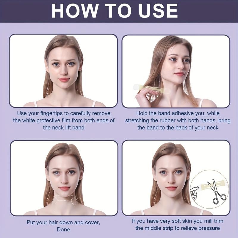 Cinta adhesiva para levantar el cuello y escote, aportando firmeza y un aspecto más joven, efecto antiedad.