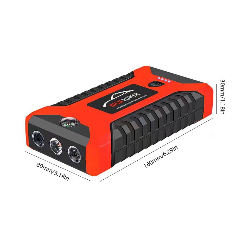 Arrancador de coche portátil 300A con batería de litio 6000mAh, ideal para emergencias automotrices.