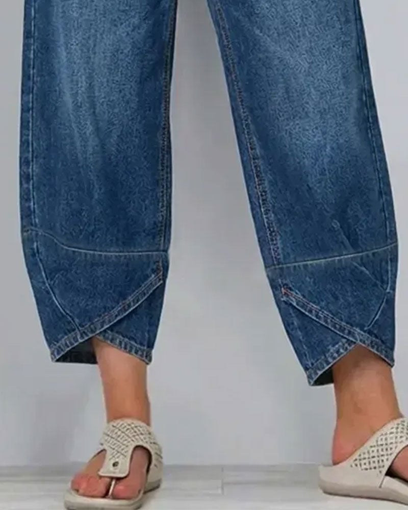 Jeans cortos para mujer, corte de pierna ancha y holgado. Vaqueros casuales que ofrecen gran comodidad y estilo.