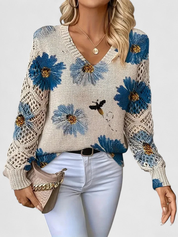 Jersey floral de mujer para otoño-invierno. Cómodo, versátil y elegante. Moda femenina casual.