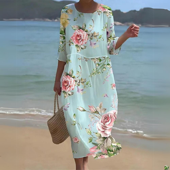 Vestido cómodo y holgado para mujer, estilo libre de verano, cuello redondo. Ideal para primavera.