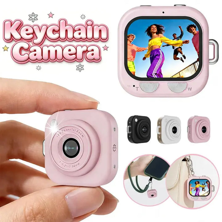 Fotografía portátil: cámara digital mini de bolsillo con diseño retro y llavero, para cualquier ocasión.