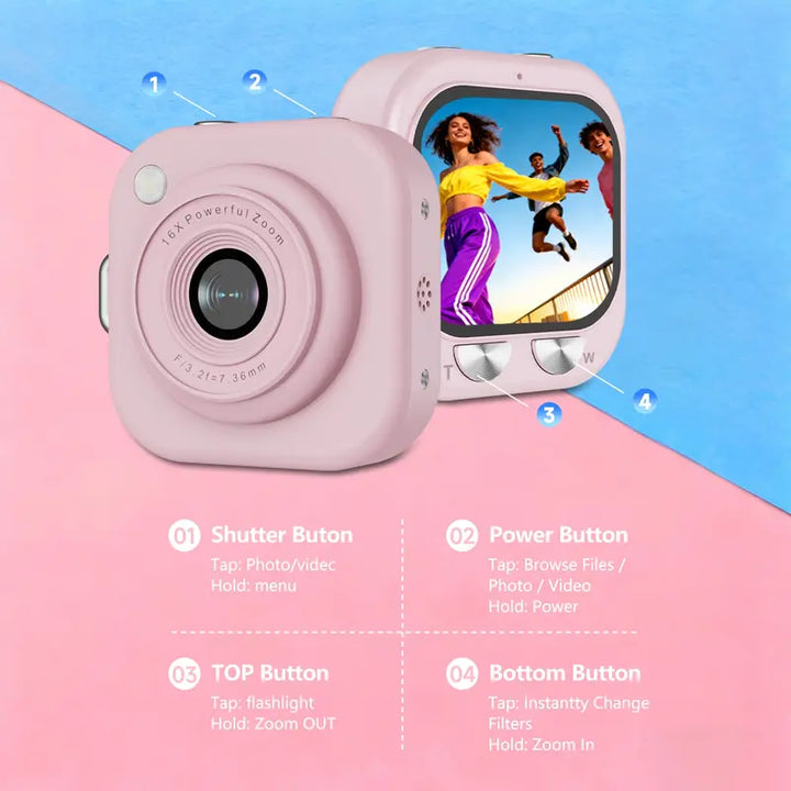 Mini cámara de bolsillo retro con llavero, grabadora de video y fotos digitales para recuerdos únicos.