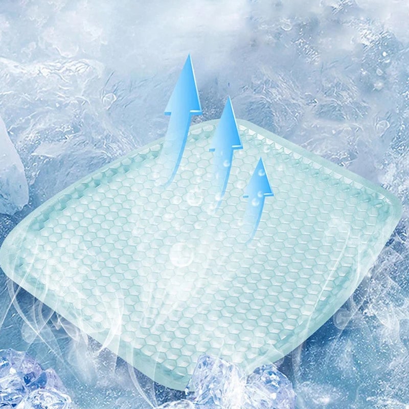 Cojín fresco de asiento de coche con gel, universal para automóvil y oficina. Confort transpirable y soporte.