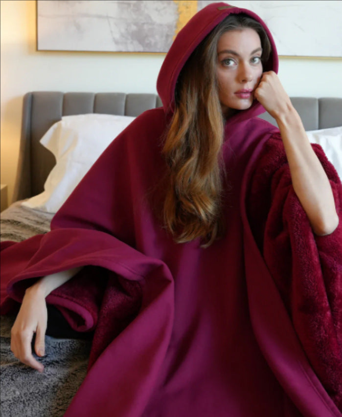 Manta unisex de felpa suave y cómoda con capucha, ideal para relax en casa o como regalo.