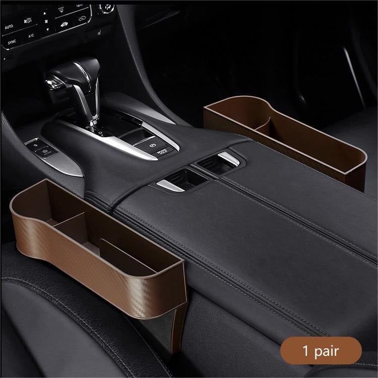 Consola de almacenamiento compacta para coche, con portavasos y ranura para cartera.