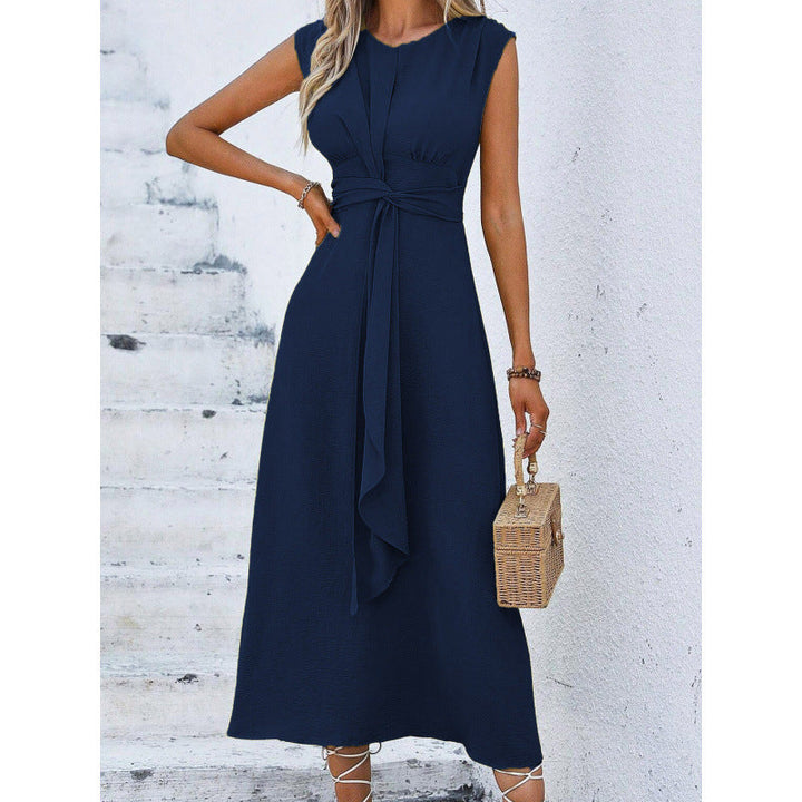 Vestido de verano para mujer, largo, drapeado y sin mangas. Elegante y versátil.