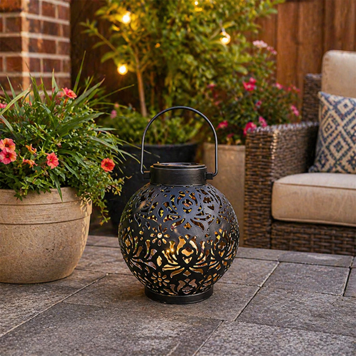 Luz ambiente floral solar para exterior, lámpara colgante decorativa para jardín y patio.