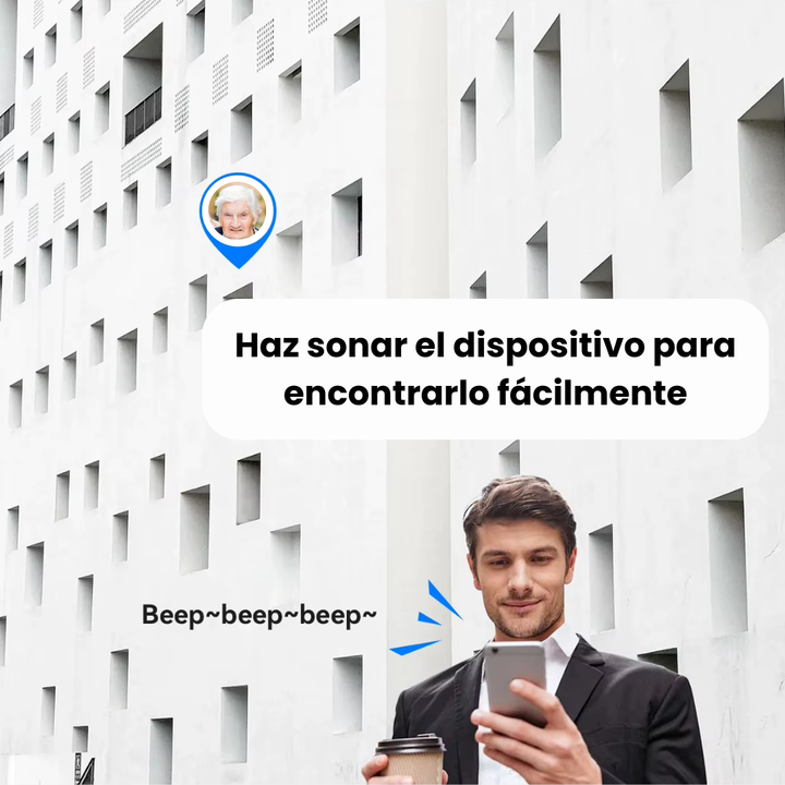 Localizador GPS para personas mayores resistente al agua. Duradero y fiable para uso diario activo.