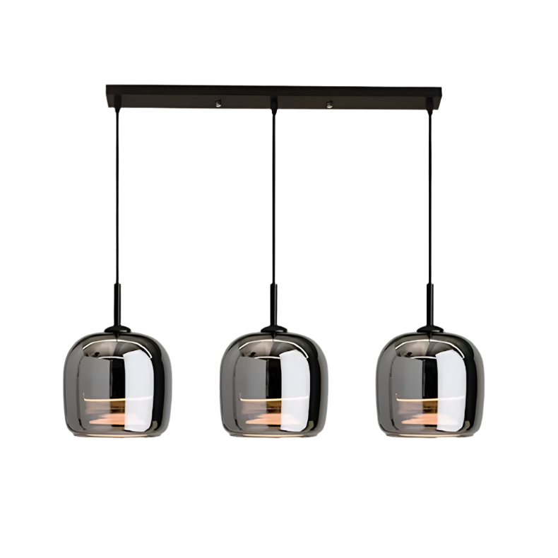 Lámpara colgante nórdica de vidrio negro. Iluminación moderna para comedor o cocina.