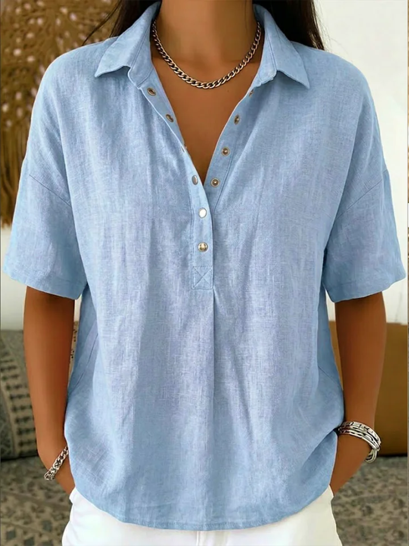 Blusa de mujer cómoda y suave, estilo clásico. Ideal para looks de oficina o diario en primavera y otoño.