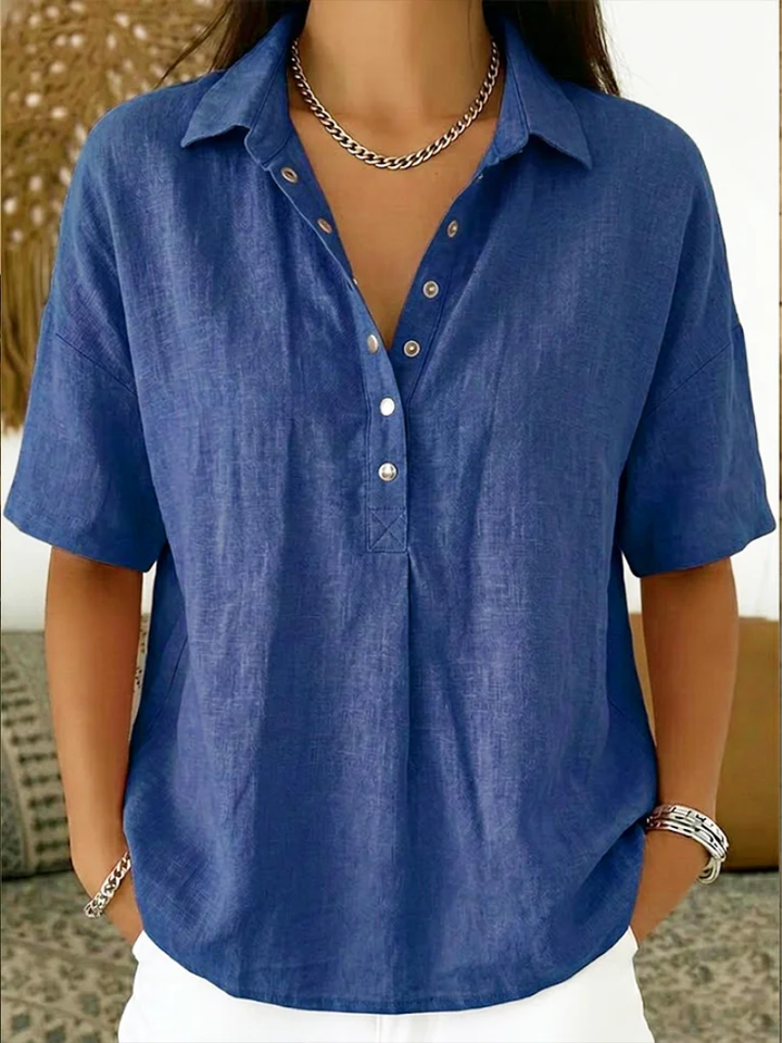 Blusa elegante y cómoda para mujer, ideal para oficina o uso diario. Estilo clásico, versátil para primavera y otoño.