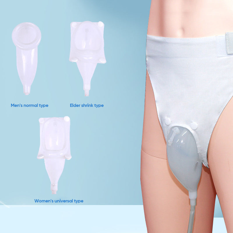 Orinal de viaje para incontinencia, diseño ergonómico de silicona para cuidado personal y discreción.