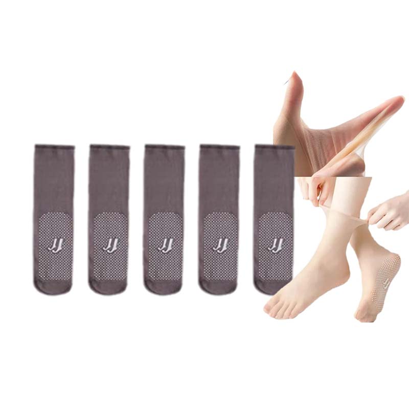 Par de calcetines discretos de nylon para mujer, transpirables y con puntos antideslizantes.
