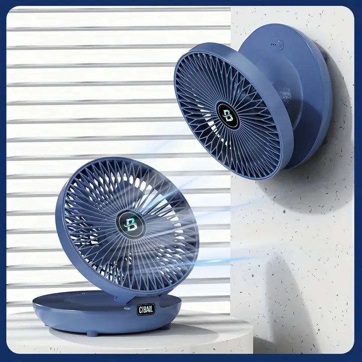 Ventilador USB recargable compacto para oficina, hogar o exterior. Fácil de transportar y ligero.