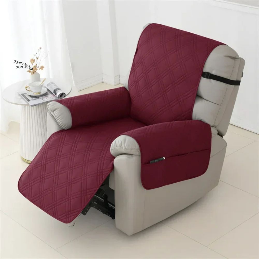 Funda de sillón reclinable impermeable de poliéster, acolchado para mayor confort, fácil de lavar y cuidar.