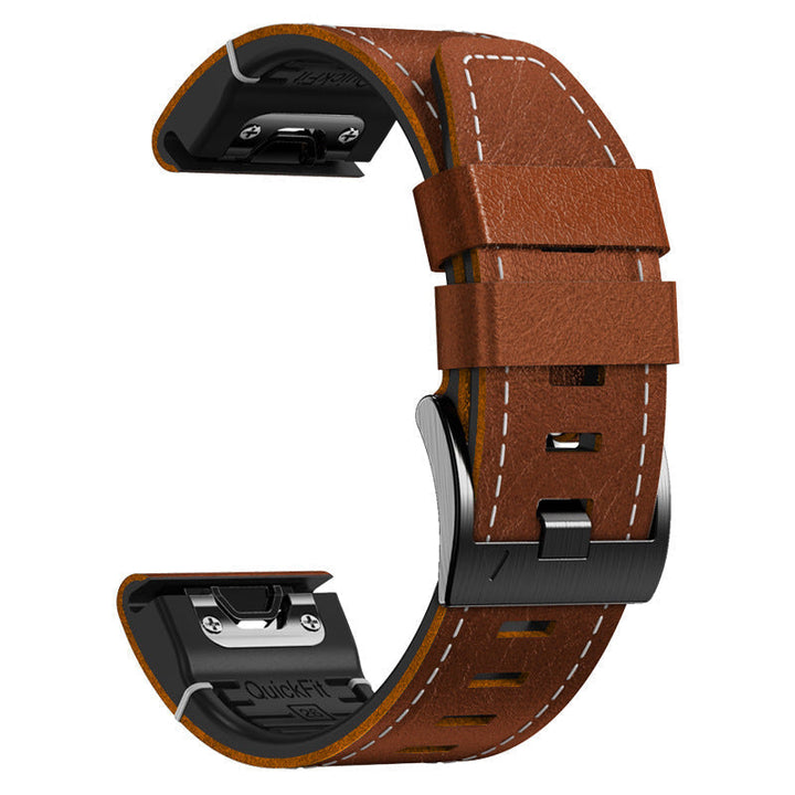 Correa deportiva de reloj híbrida 26mm, duradera, de silicona y cuero, perfecta para actividad.