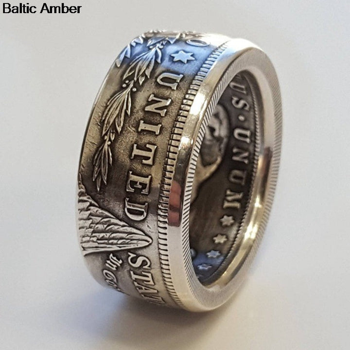 Anillo águila Morgan plateado, elegante accesorio de moneda para hombre y mujer, regalo ideal.