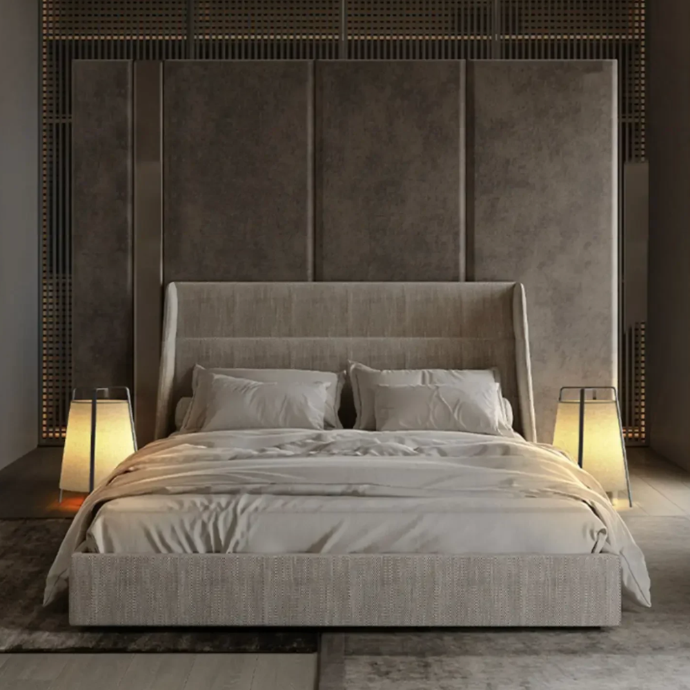Iluminación interior moderna: lámpara de pie minimalista para ambiente relajante.