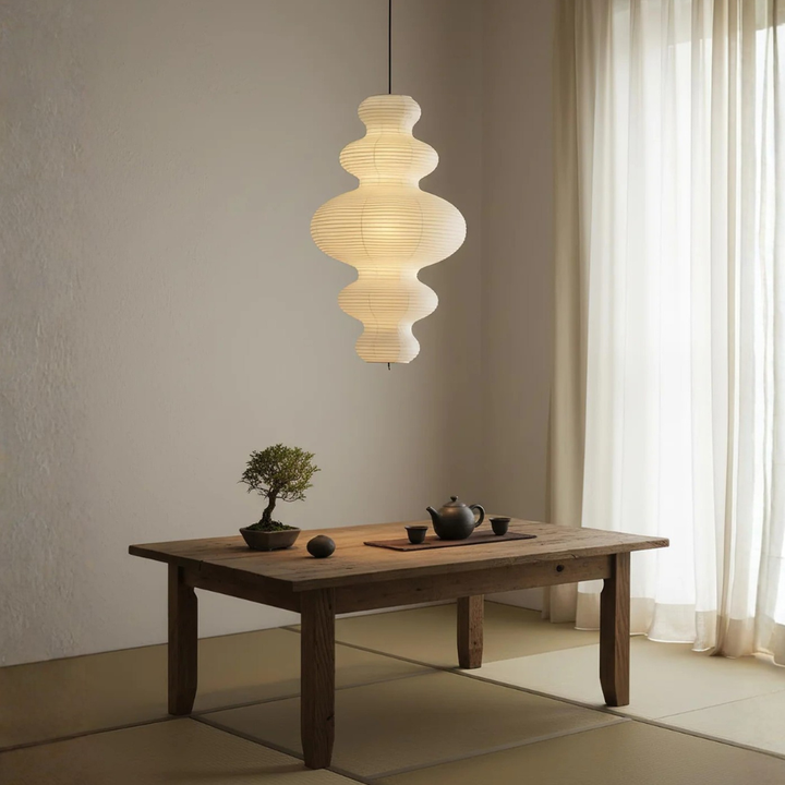 Lámpara de comedor Akari Juni, diseño escandinavo. Colgante de techo para luz ambiental.