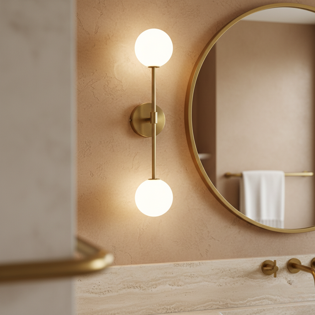 Aplique de pared LED minimalista con luz fría para cocina o baño. Aporta un toque moderno.