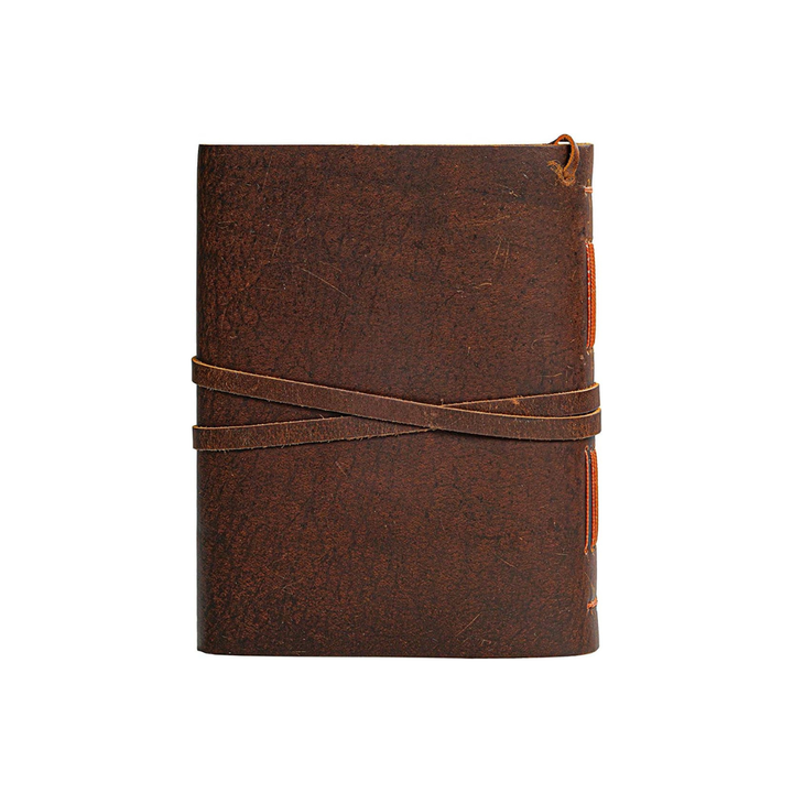 Cuaderno grande estilo vintage de cuero auténtico, ideal para escritura, dibujo o diario personal.