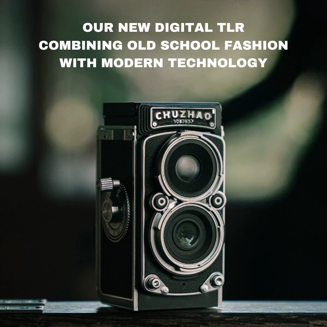Cámara digital de fotos y vídeos retro estilo TLR. Perfecta para creación de contenido y look vintage.
