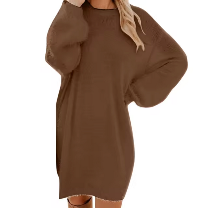 Vestido femenino versátil y cómodo, con mangas largas, ideal para otoño.