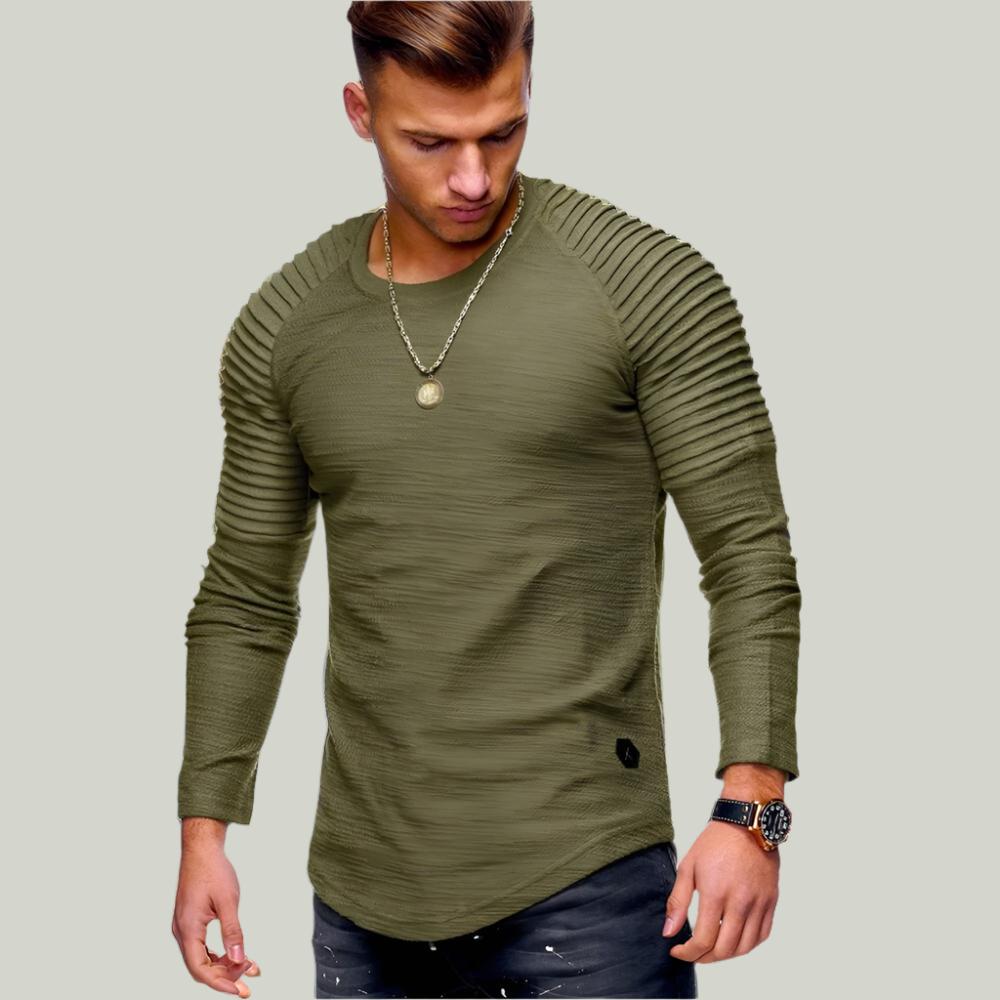 Jersey versátil de canalé para hombre. Suave, manga larga y cuello redondo. Perfecto para un look de otoño.