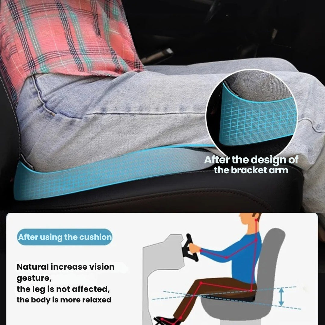 Cojín ortopédico versátil para asiento de coche, oficina o viaje. Soporte lumbar, confort y alivio de espalda.