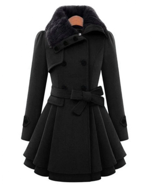 Abrigo elegante de invierno para mujer, corte formal, ideal para lucir a la moda y con estilo.