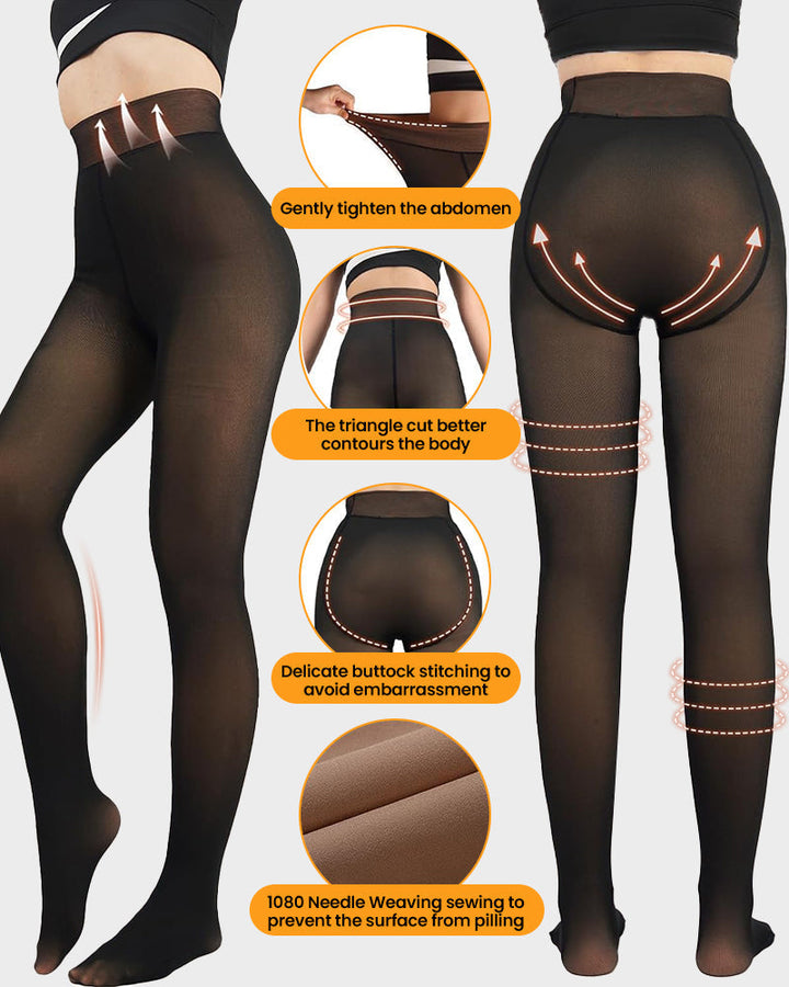Mallas moldeadoras de mujer con efecto translúcido. Proporcionan calor y soporte.