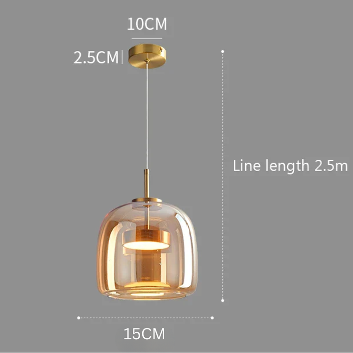 Lámpara colgante LED de vidrio nórdico, luz ajustable, crea un ambiente acogedor en tu cocina.