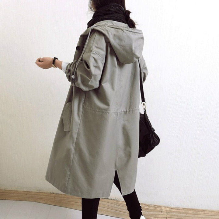 Gabardina mujer tallas grandes, larga con capucha. Chubasquero impermeable de moda femenina para otoño/invierno.