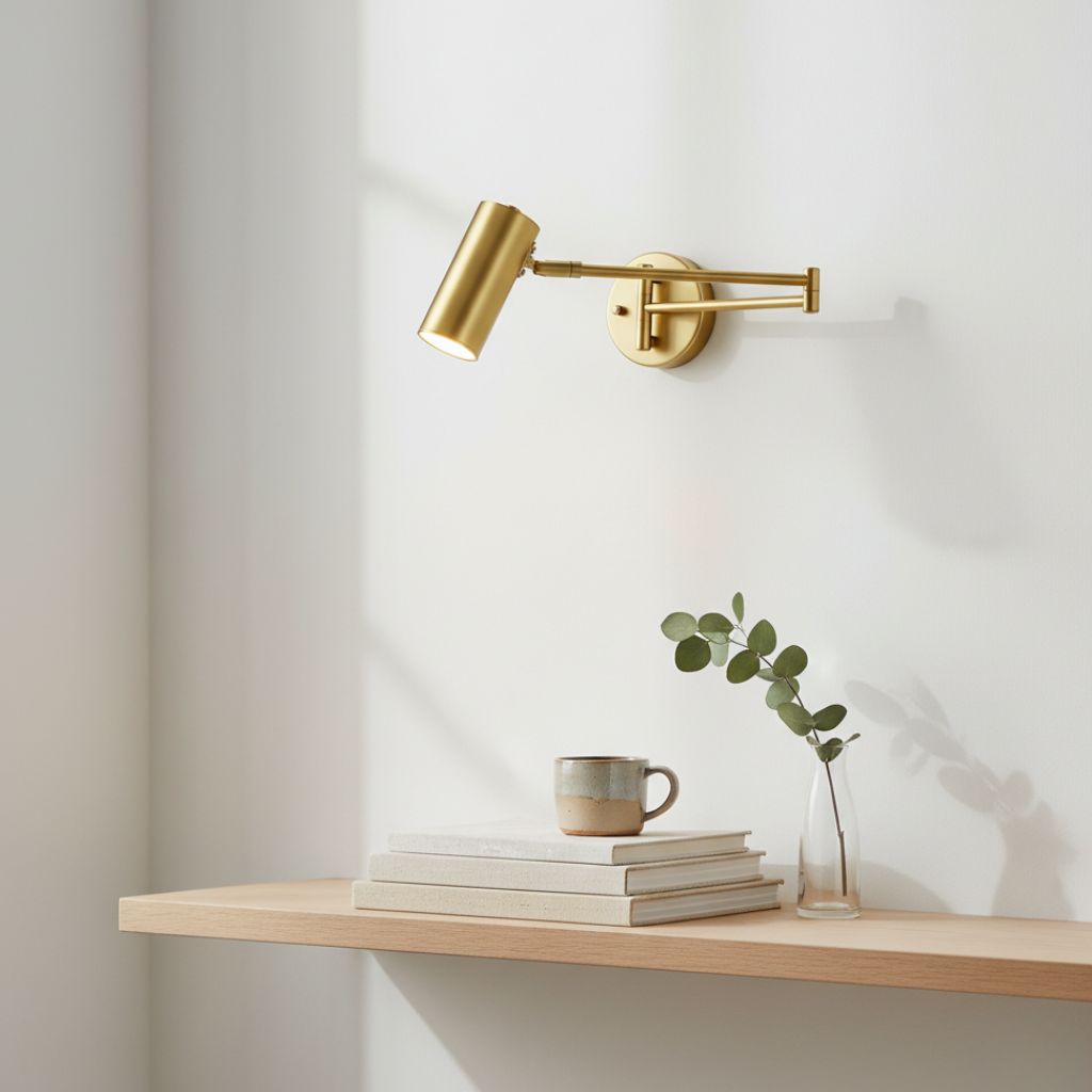 Aplique LED moderno y minimalista para pared, con brazo articulado, perfecto para cualquier interior.