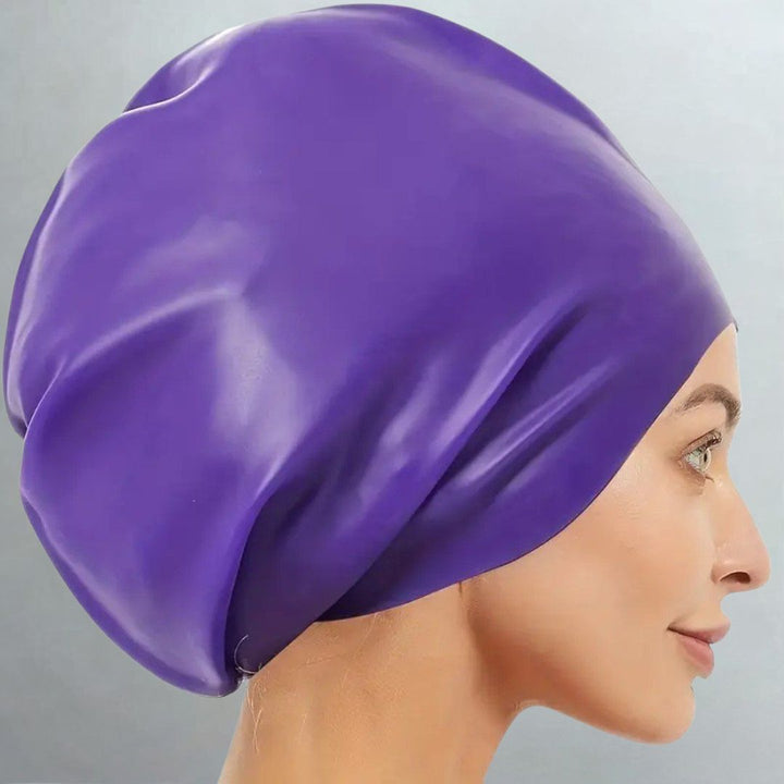 Gorro deportivo natación XL AquaDome. Silicona para cabello largo, rizos o trenzas. Protección en piscina.