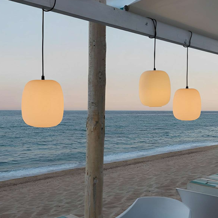 Lámpara LED moderna para exteriores, colgante e impermeable IP65, con toque japonés.