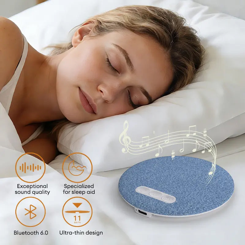 Almohada Bluetooth para dormir con sonido integrado, diseñada para un descanso óptimo sin auriculares molestos.