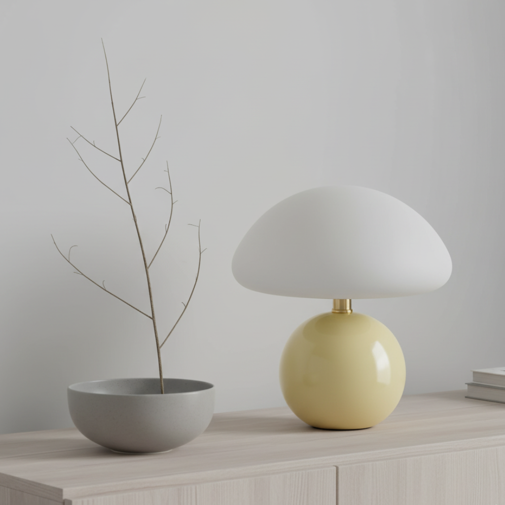 Lámpara de mesa decorativa LED, diseño hongo, perfecta para crear ambiente en cualquier espacio del hogar.