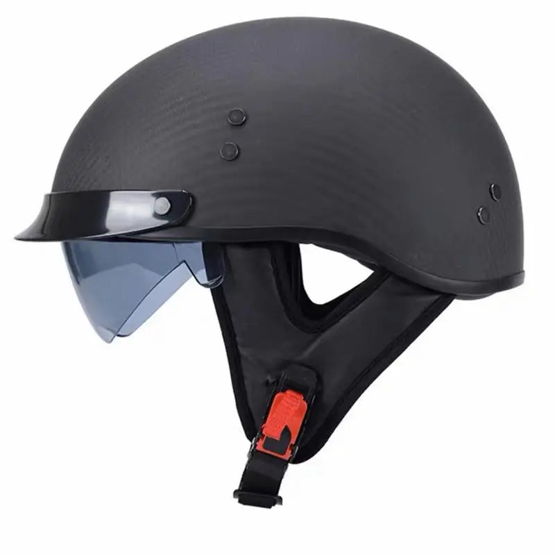 Casco protector retro abierto de carbono para moto, ligero y con estilo para todo tipo de motociclistas.