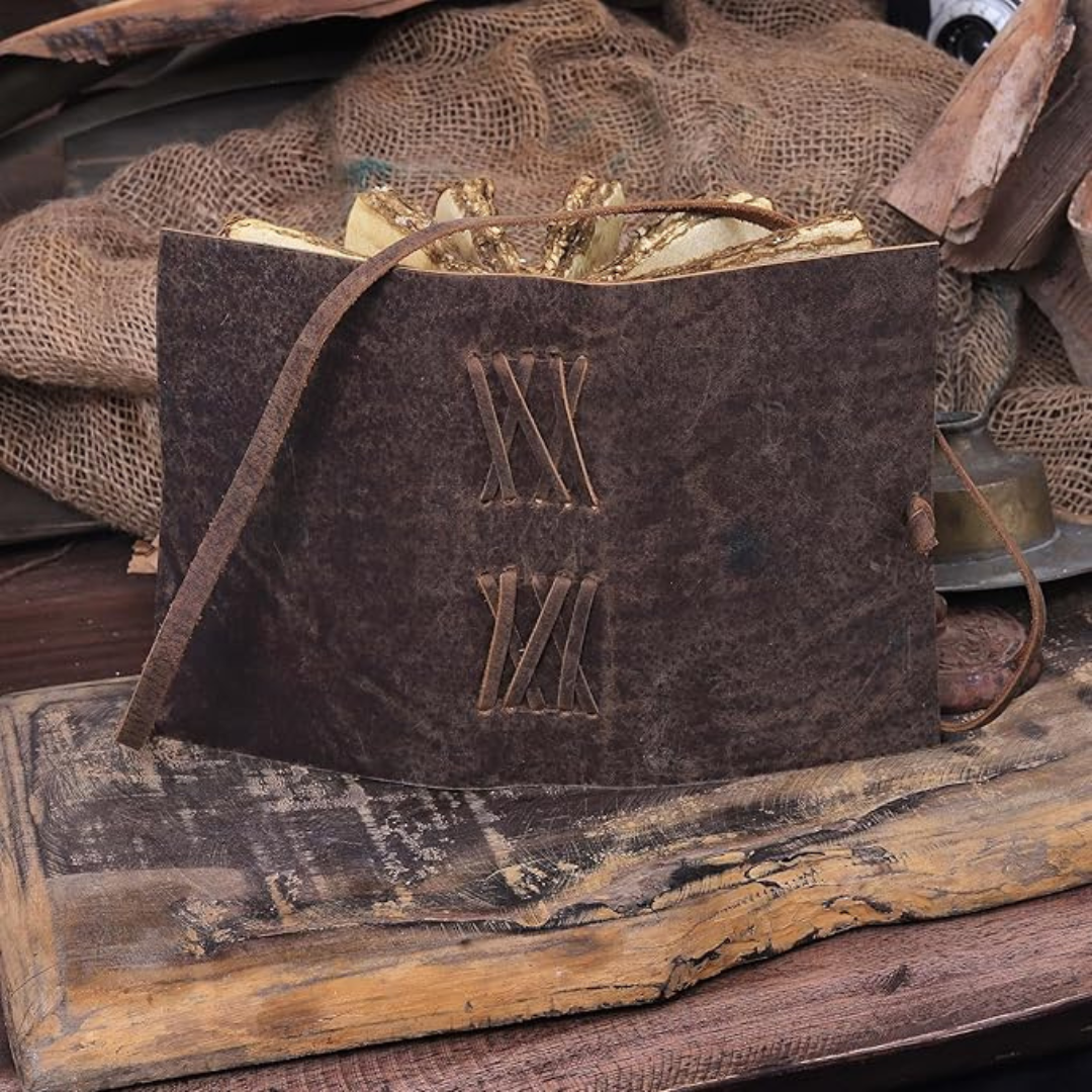 Diario de cuero artesanal recargable, estilo vintage. Perfecto para escritura, journaling y notas personales.
