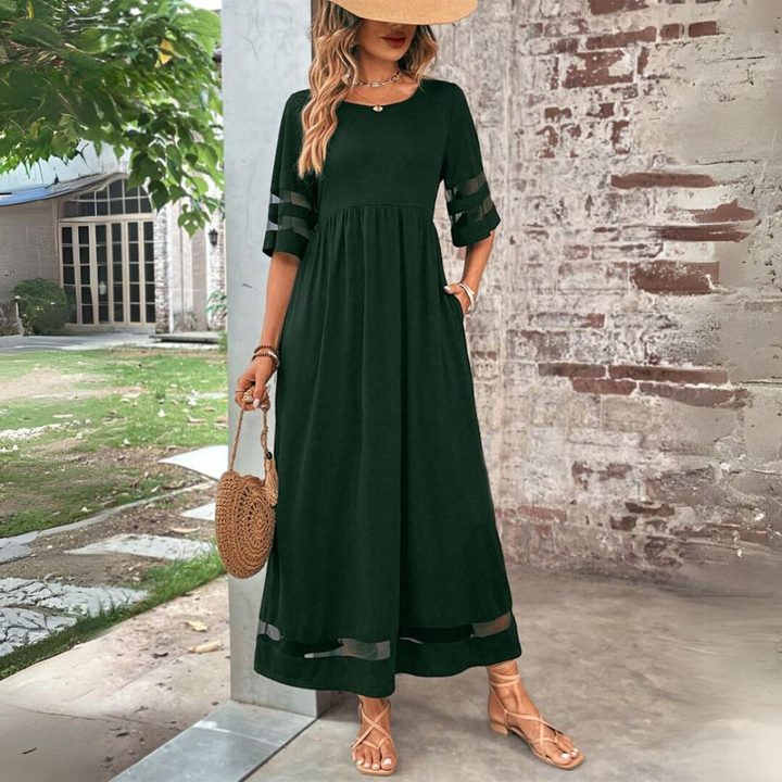 Vestido midi favorecedor para mujer. Diseño elegante y cómodo, ideal para eventos de primavera y verano. Ropa versátil.