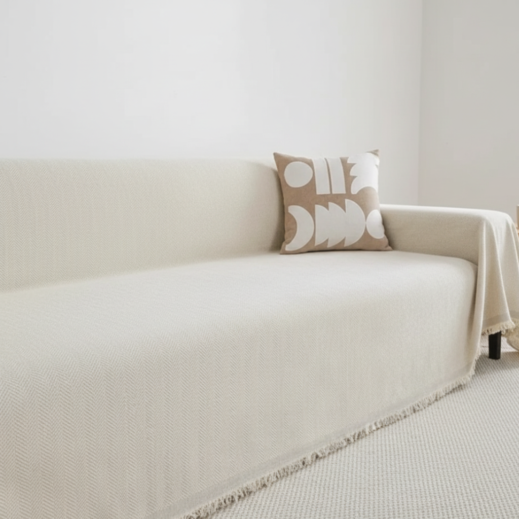 Protector de sofá moderno y minimalista. Protección de muebles en la sala de estar.
